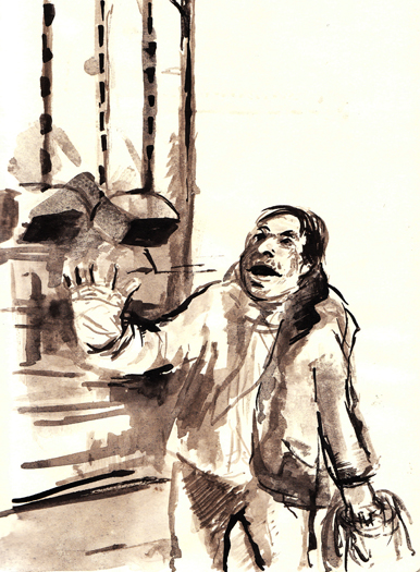 A Sumi ink illustration for a Hack story