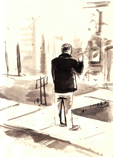 A Sumi ink illustration for the Hack series