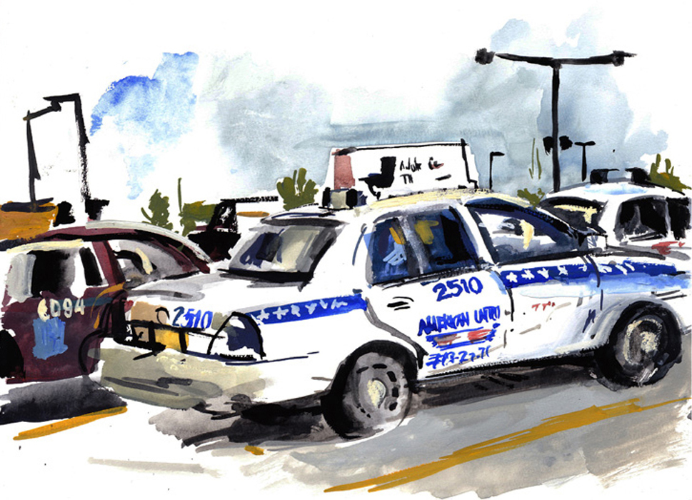 A gouache painting from the O'Hare Staging Area, #16