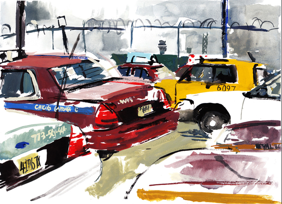 A gouache painting from the O'Hare Staging Area, #21