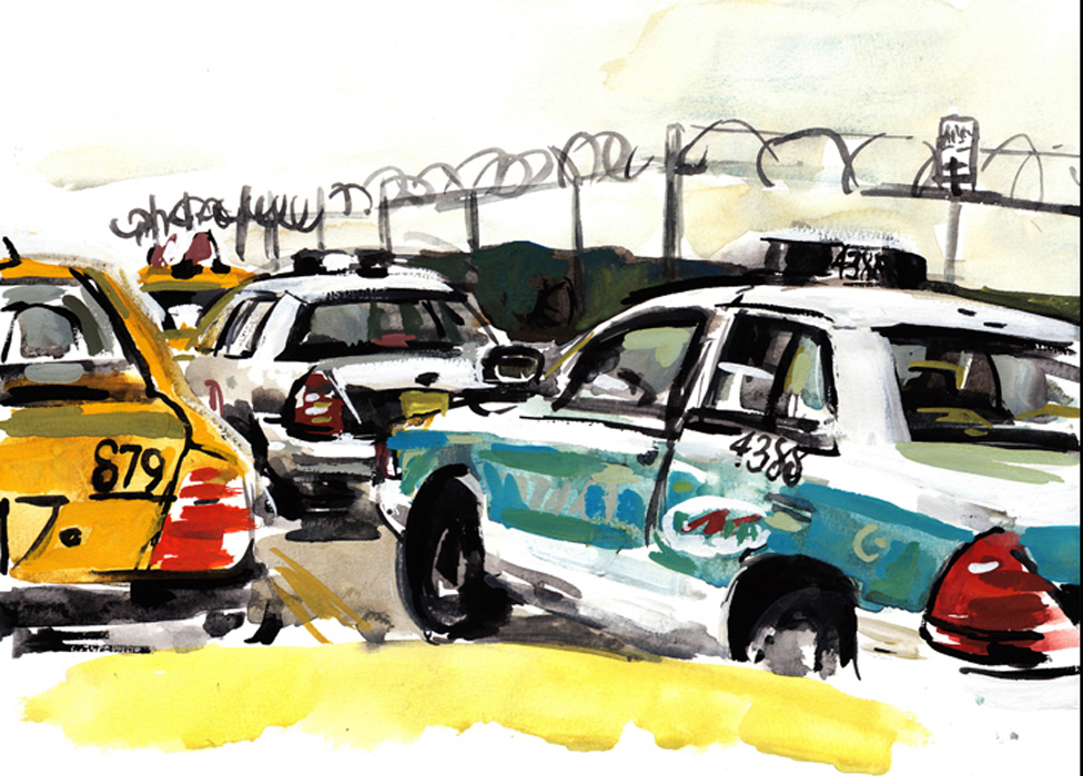 A gouache painting from the O'Hare Staging Area, #9