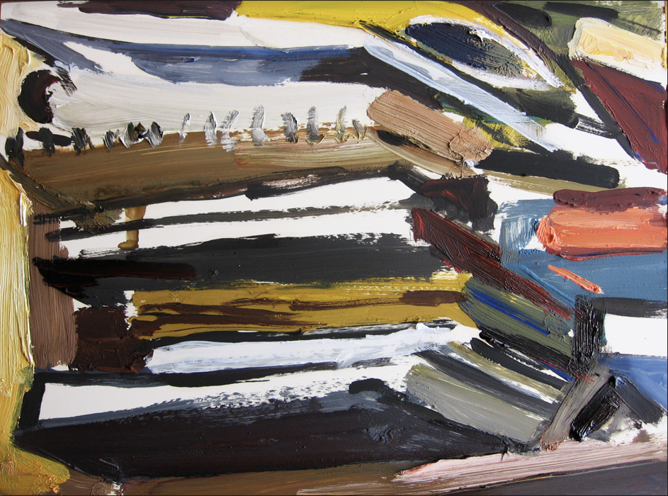 Ugh, another oil painting of a bookshelf, 2011