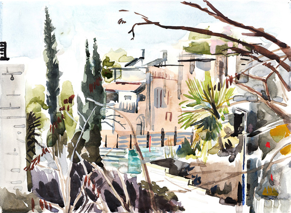 A watercolor done in Jerusalem, Israel