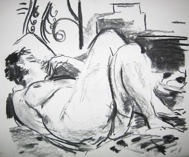 A charcoal sketch of a nude done on 5/12/2012