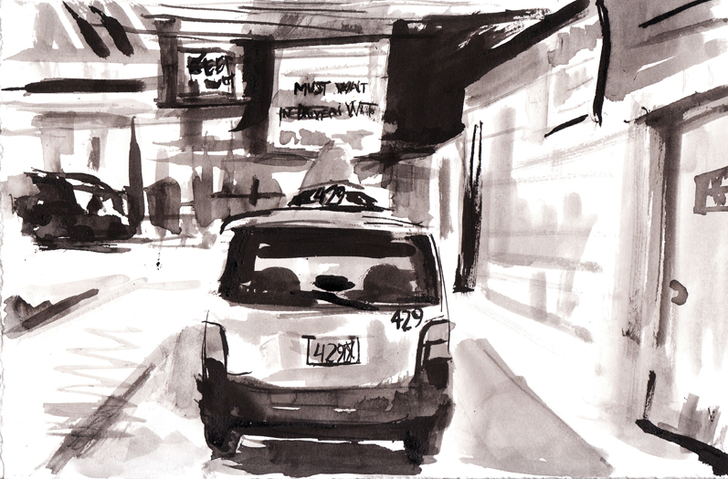 A sum ink illustration for the Hack story, 'Last Ride'