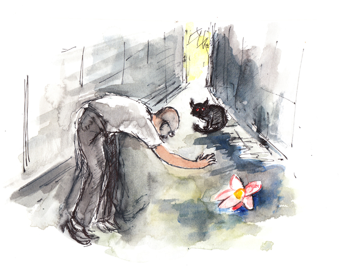 A watercolor illustration for a Jonathan Goldstein story