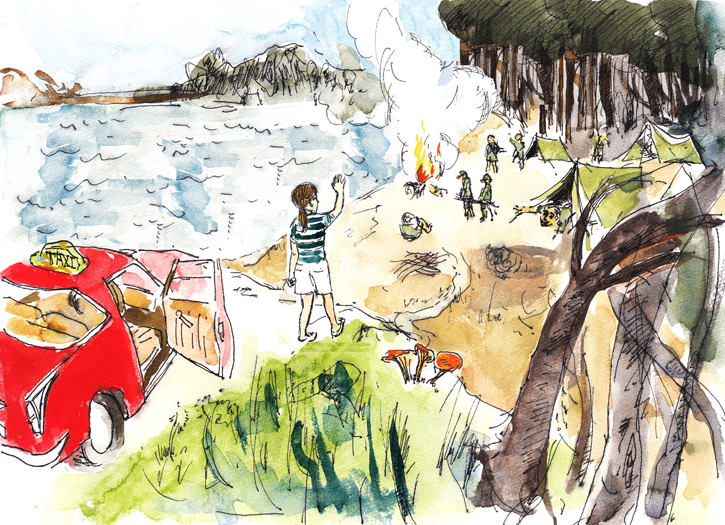 A watercolor of for a children's book that wasn't used