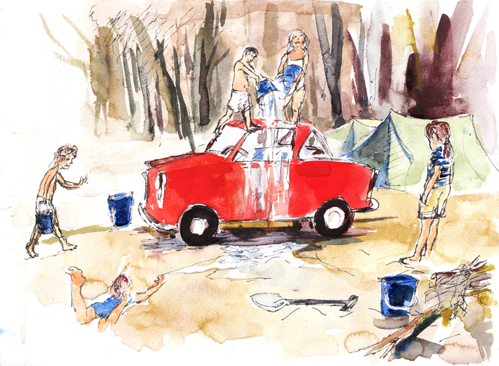 A watercolor of for a children's book that wasn't used