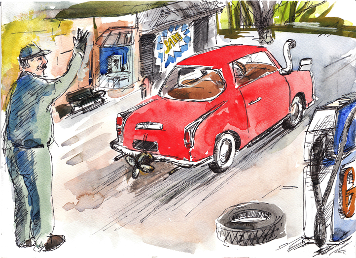 A watercolor of for a children's book that wasn't used