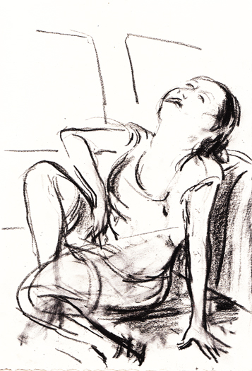 A charcoal illustration for the Hack story, 'Four Fares'