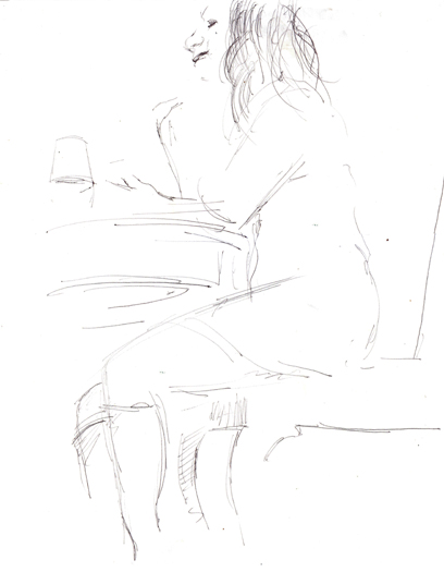 A sketch of Elysabeth Alfanoat The Dinner Party, 11/26/2012