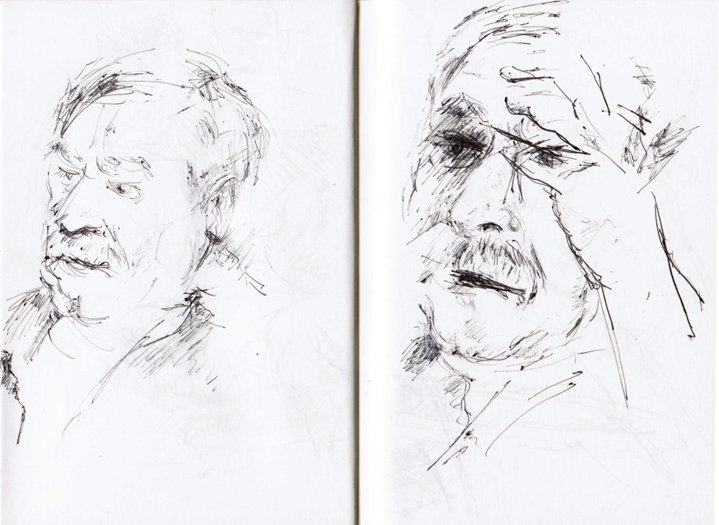 A sketch of my father reading, March 12, 2011