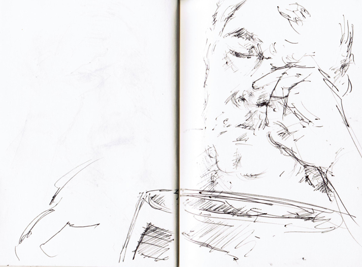 Another sketch of my father reading, March 12, 2011