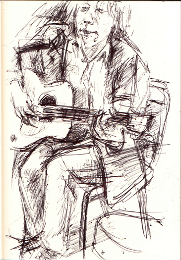 A sketch of Chris Brokaw at Reckless Records, January 23, 2011