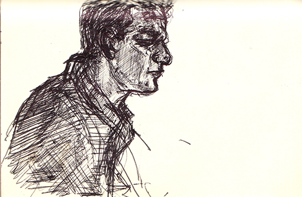A pen drawing of Craig Ackerman