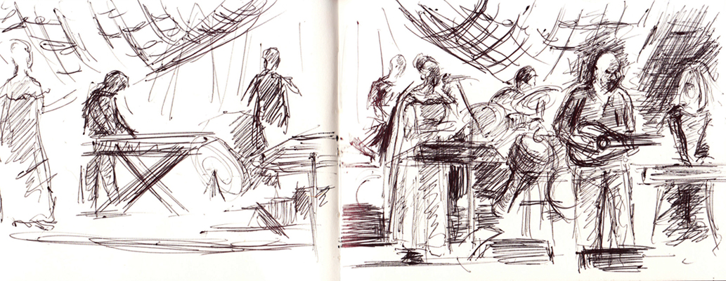 A sketch of Dead Can Dance at Pritzger Pavillion, August 21st, 2012
