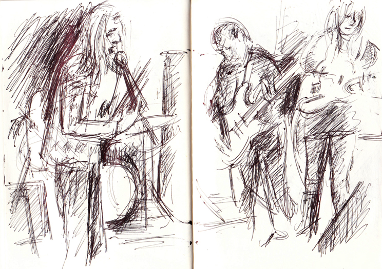 A sketch of Estrogen Highs at the Empty Bottle, January 25, 2011