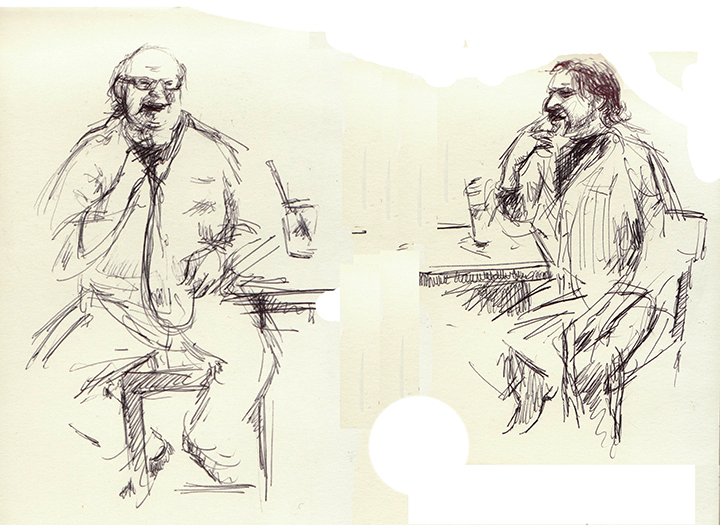 A sketch of Tony Fitzpatrick & Nick Digilio at Gale Street Inn, 02/19/2013