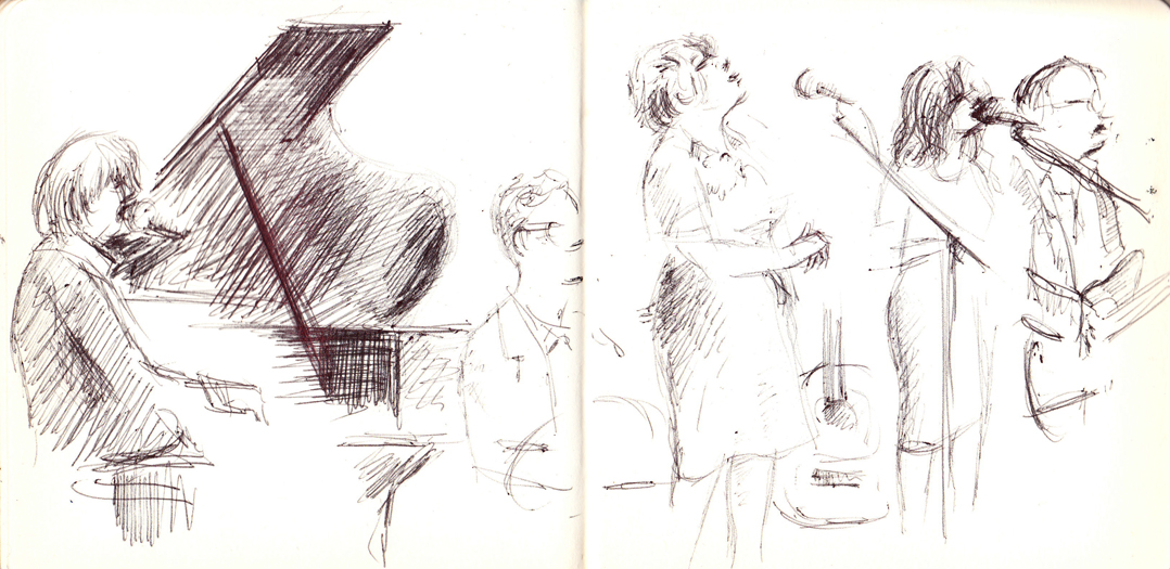 A sketch of the Flat Five at Space in Evanston, January 7, 2011