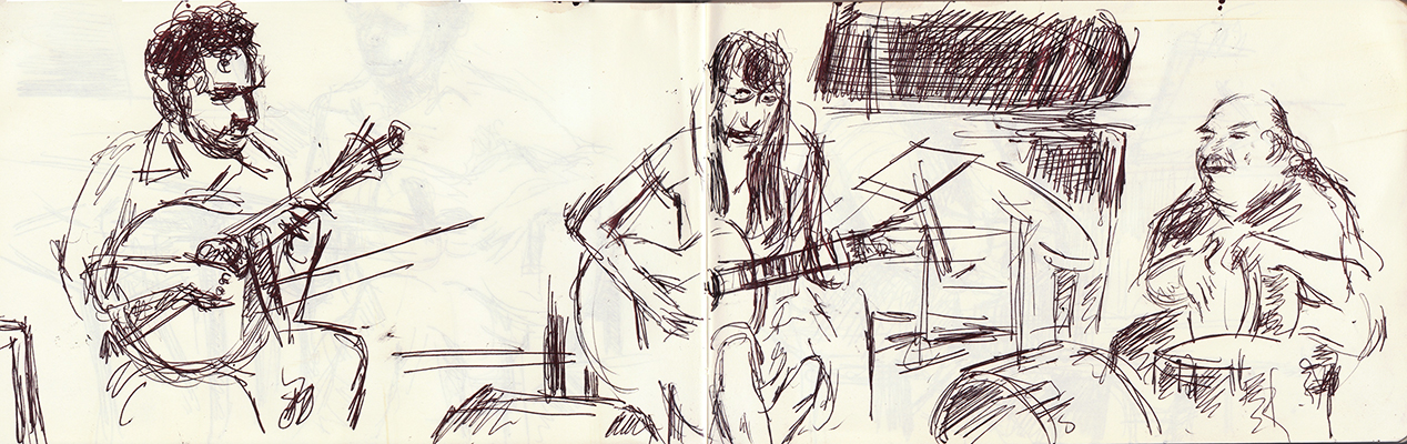 A sketch of Josephine Foster, Michael Zerang & Victor Herrera at Constellation, 06/21/2013