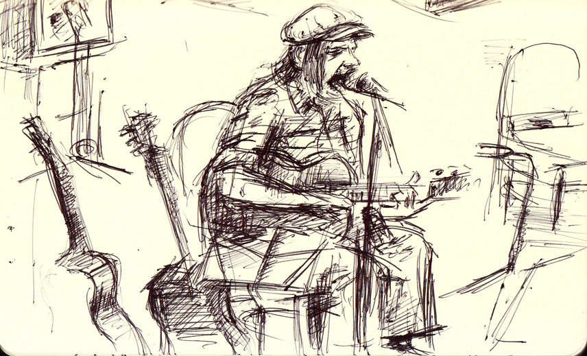 A sketch of Jeff Mangum the Athenaeum, February 6, 2012