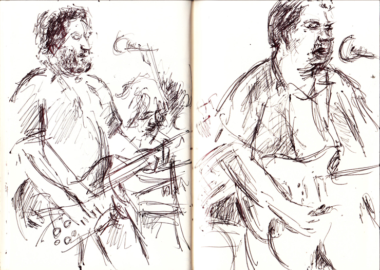 A sketch of the Martha's Vineyard Ferries at Quenchers, April 26, 2011