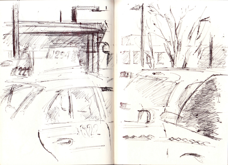 A sketch at the Midway Taxi Staging Area, January 11, 2012