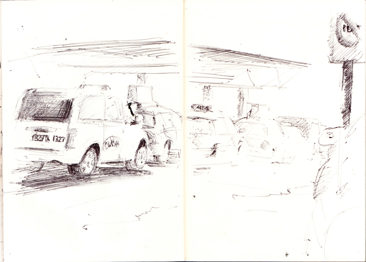A sketch at the O'Hare Taxi Staging Area, March 1, 2011
