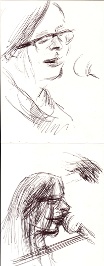 A sketch of Rachel Ries at the Hideout, 12/14/2012