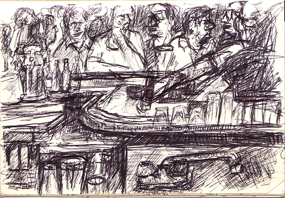 A pen drawing of an Rainbo Club