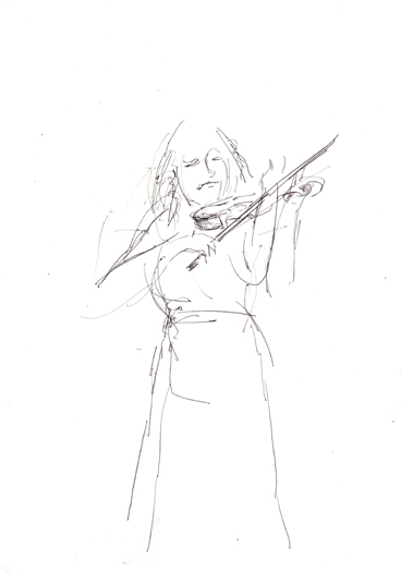 Another sketch of Rachel Barton Pine at The Dinner Party, 11/26/2012