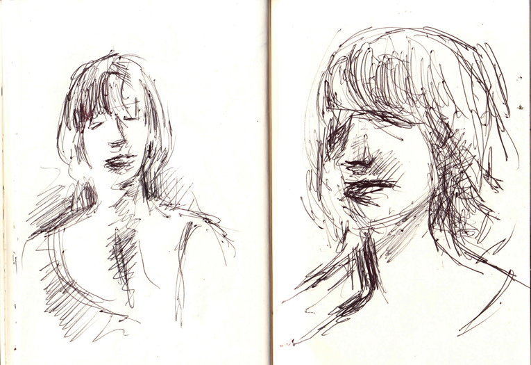 A sketch of Sharon Van Etten at Lincoln Hall, April 9, 2011