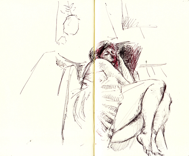 A sketch of Shay DeGrandis napping, June 10th, 2012