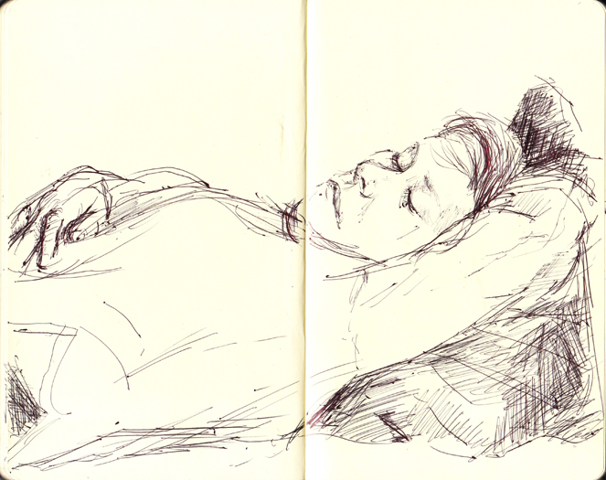 A sketch of Shay napping, August 6th, 2012