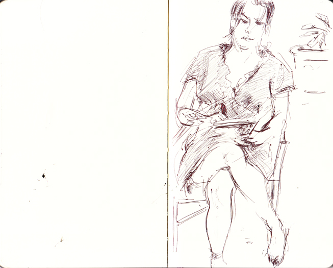 A sketch of Shay DeGrandis sketching, July 8th, 2012