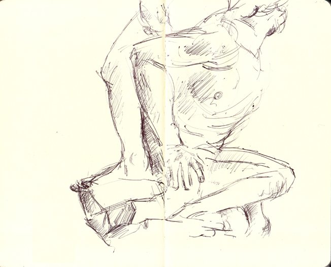 A sketch of a statue in Florence, July 4th, 2012