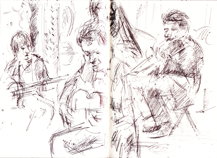 A sketch of Alfonso Ponticelli and Swing Gitan at the Green Mill, September 21, 2011