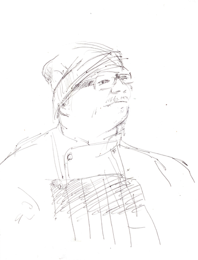 A sketch of Jared Van Camp at The Dinner Party, 11/26/2012